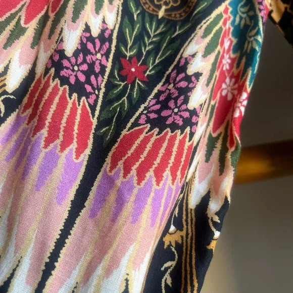 Anthropologie Farm Rio Black and Red Floral Wrap Dress - Picture 4 of 4